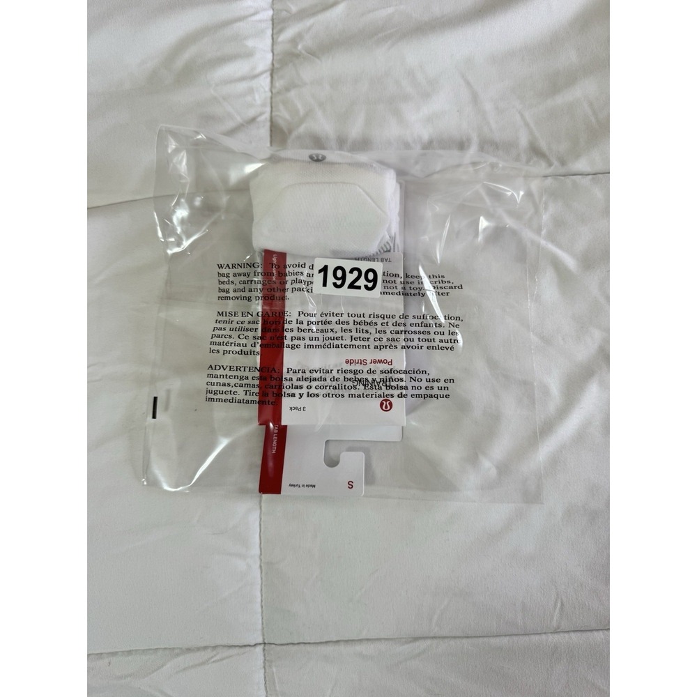 NWT Small Lululemon Power Stride Tab Socks *3 Pack WHT White $38 Low Cut - Picture 6 of 6